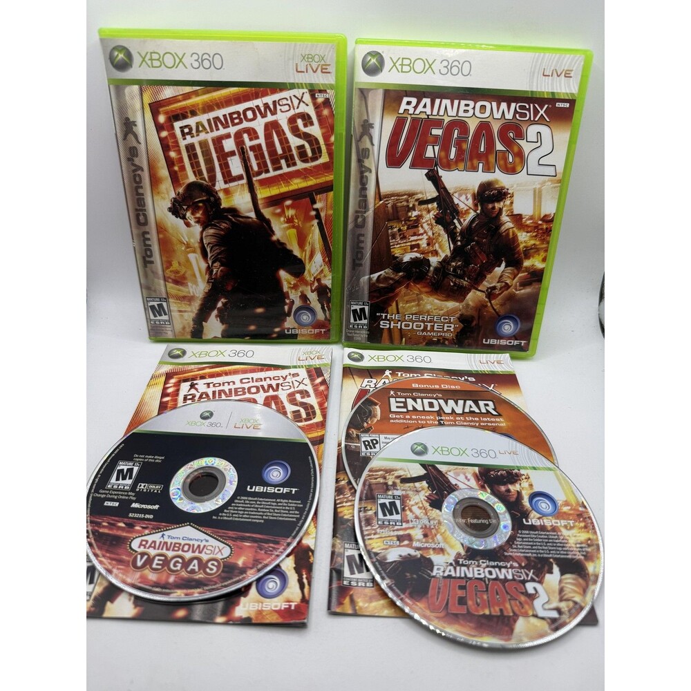 Tom Clancy's Rainbow Six Vegas & Vegas 2 Xbox 360 Lot Tested M EXTRA disk